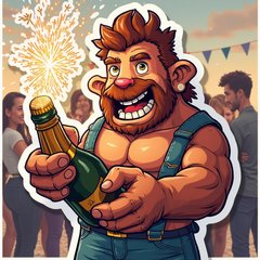 3D rendered Mr. Beast popping champagne with friends