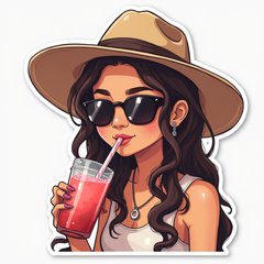 Doodle of Zendaya sipping a smoothie with sunglasses and a hat