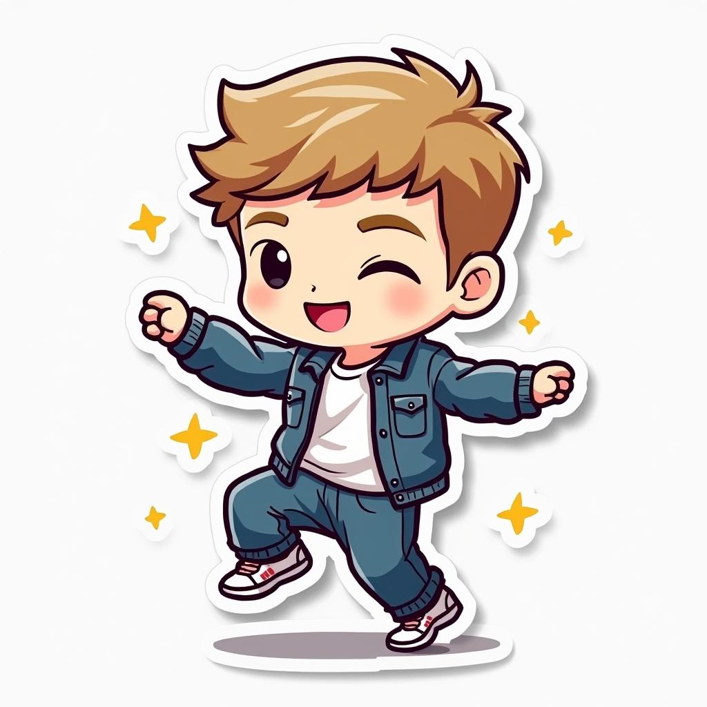 Chibi Justin Bieber dancing with star effects