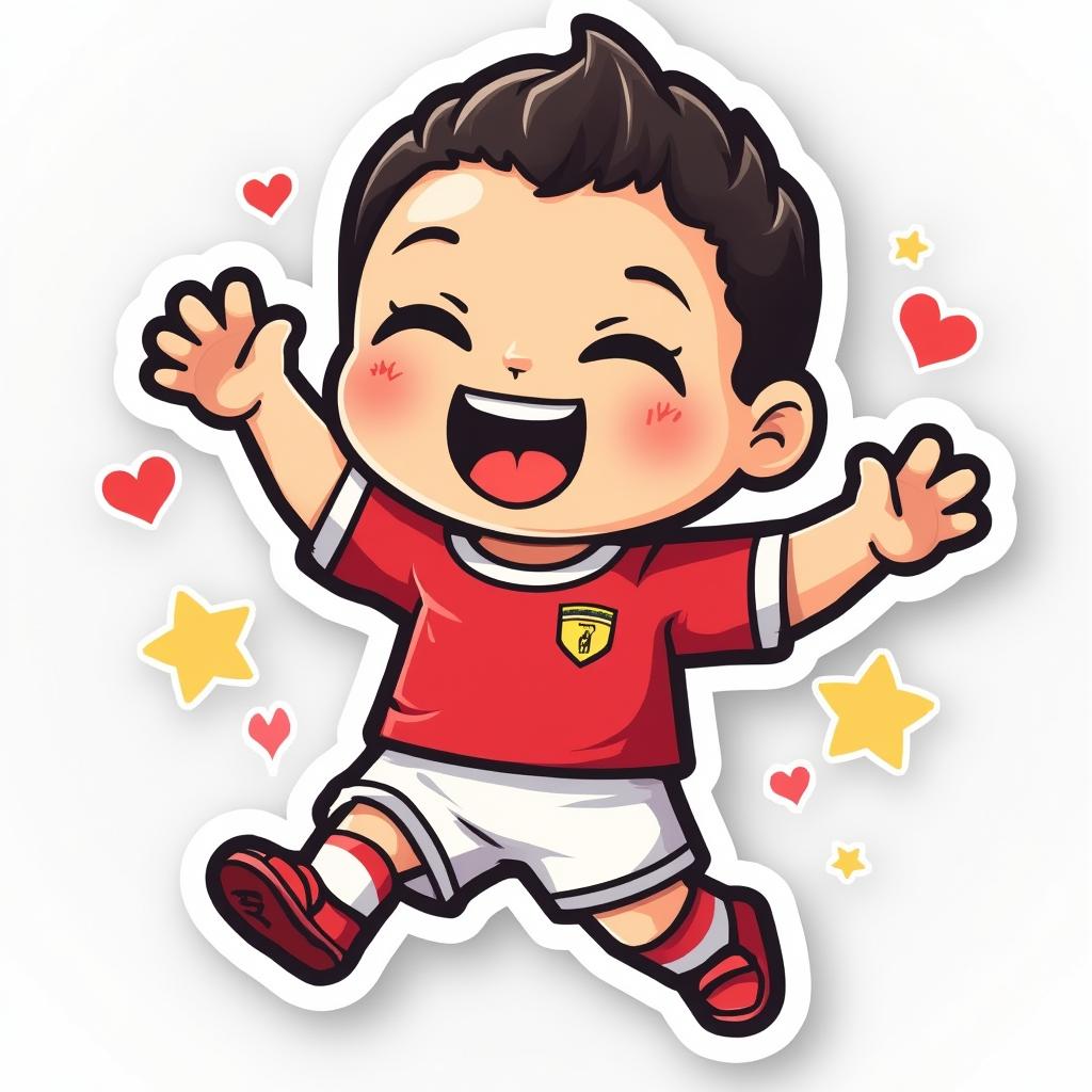Kawaii chibi Cristiano Ronaldo celebrating with hearts and stars