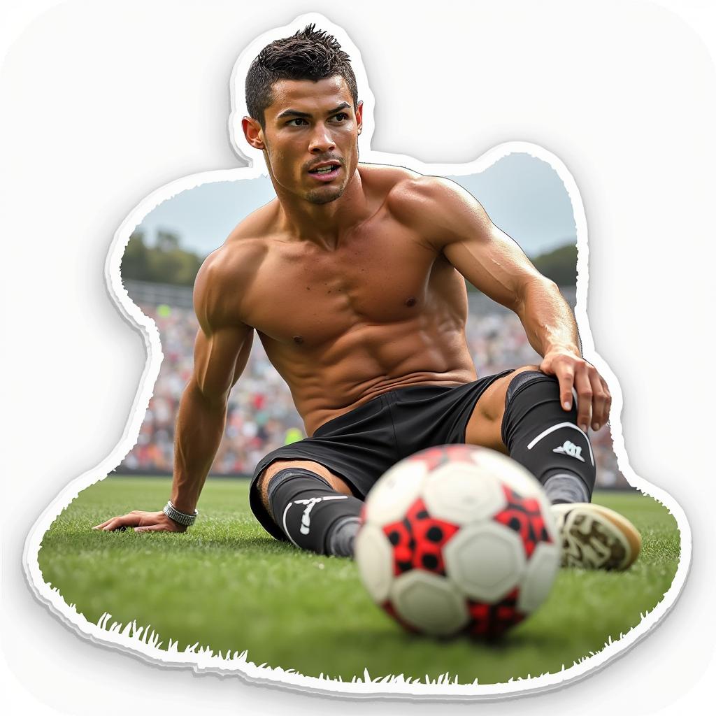 3D render of Cristiano Ronaldo training on a soccer field