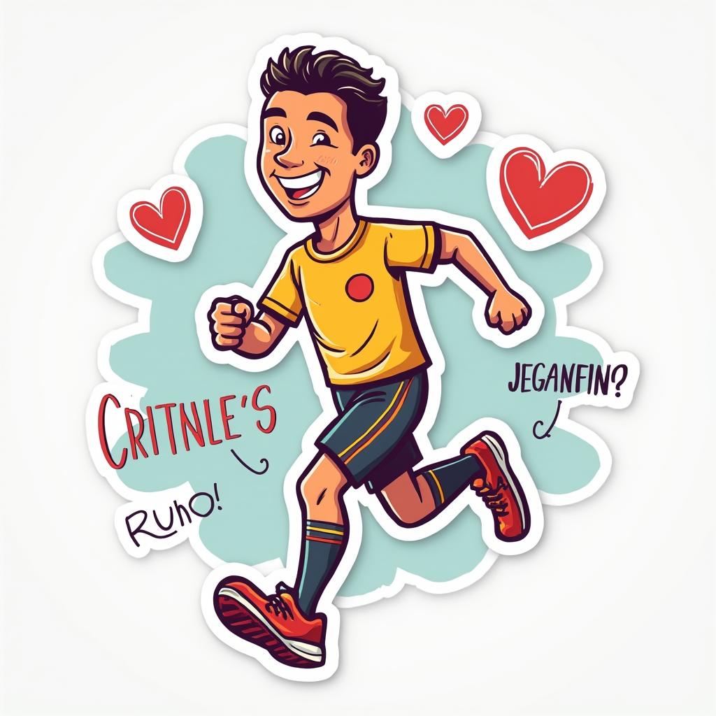 Doodle of Cristiano Ronaldo jogging with motivational phrases
