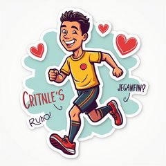 Doodle of Cristiano Ronaldo jogging with motivational phrases