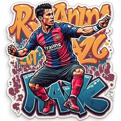 Graffiti-style Cristiano Ronaldo training with vibrant colors