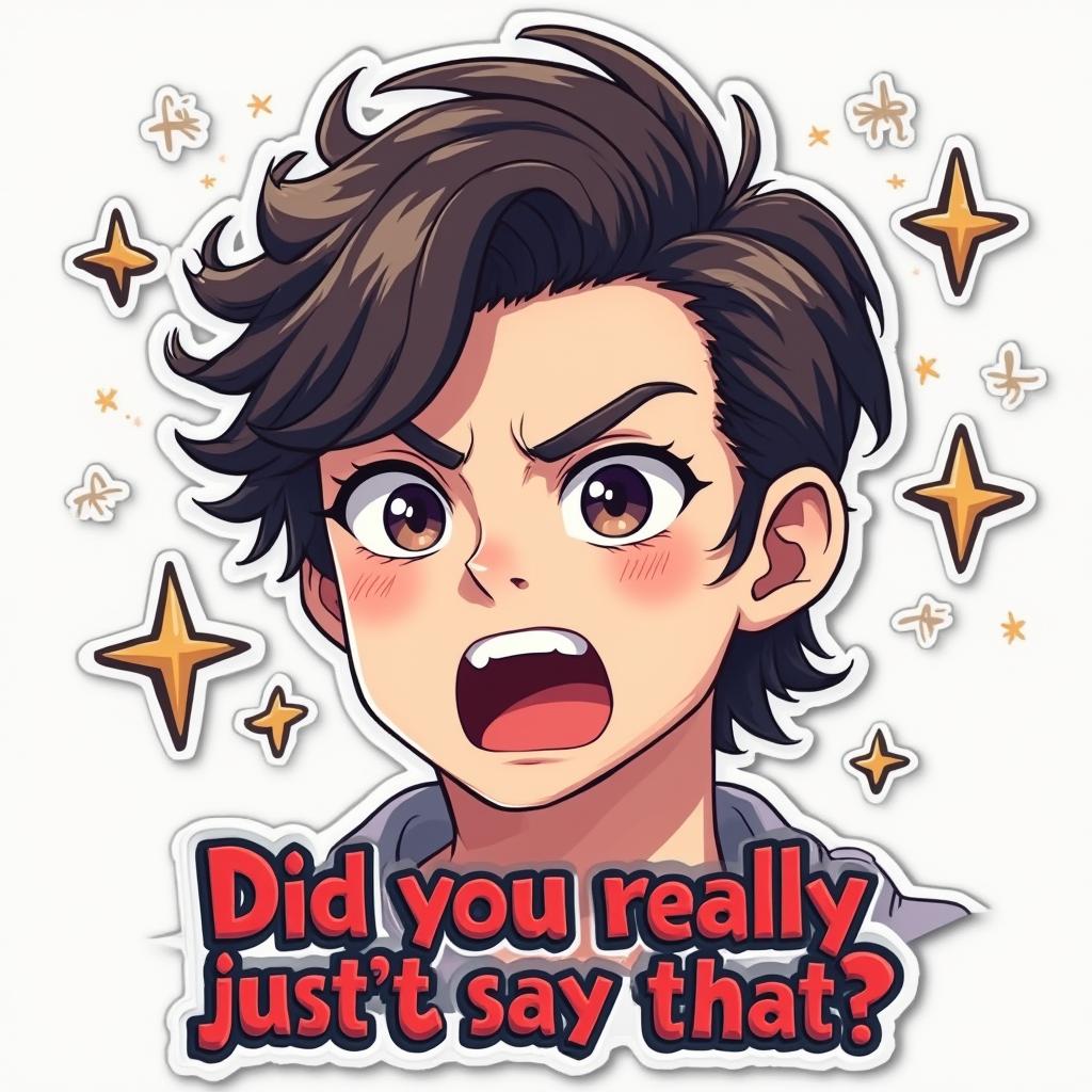 Anime Harry Styles with dramatic expression and 'Did you really just say that?' caption