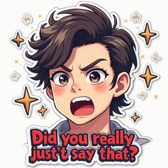 Anime Harry Styles with dramatic expression and 'Did you really just say that?' caption