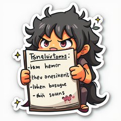 Meme character writing New Year's resolutions with funny doodles