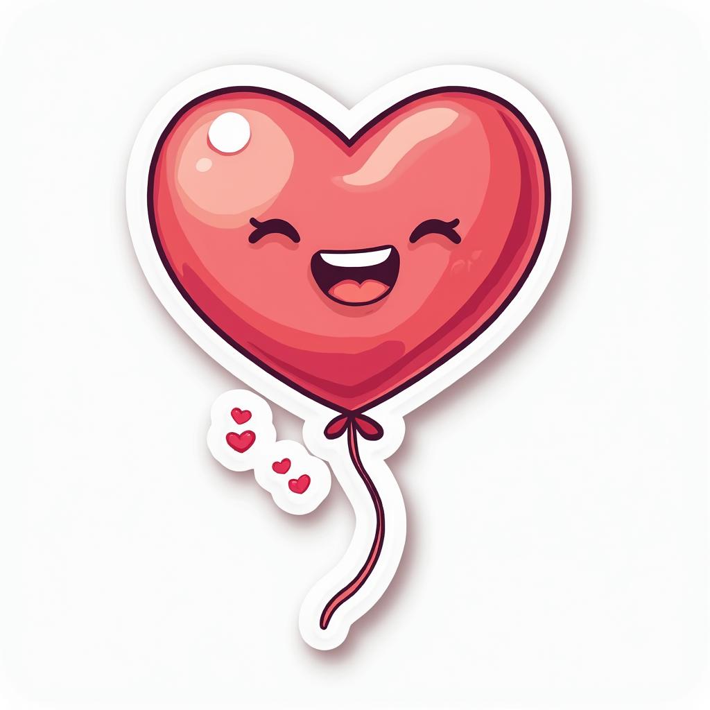 Emoji heart-shaped balloon floating with hearts
