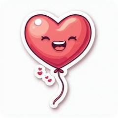 Emoji heart-shaped balloon floating with hearts