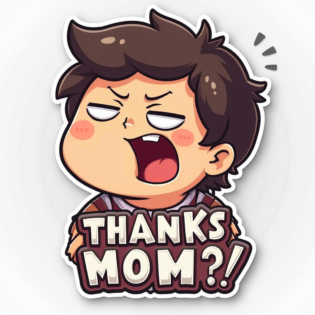 Meme-style sticker with character saying 'Thanks Mom, you're the real MVP!'