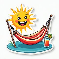 Emoji-style sun and hammock representing relaxation on Labor Day