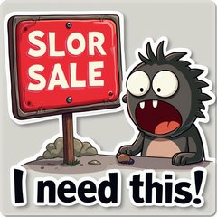 Meme character in shock at a big discount sign for Black Friday