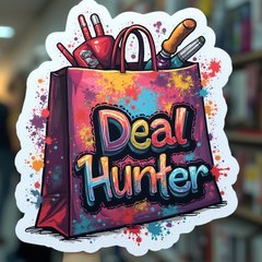 Graffiti mural of a shopping bag with 'Deal Hunter' text for Black Friday