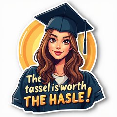 Meme sticker of a confident graduate with text about graduation