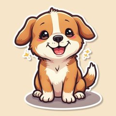 Meme sticker of a smiling dog with a goofy expression and a funny caption