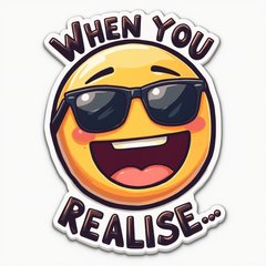 Meme-style laughing face with sunglasses and funny text