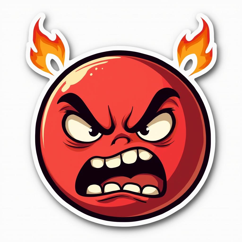 Red angry emoji face with furrowed brows and steam