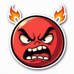 Red angry emoji face with furrowed brows and steam
