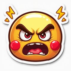 Fuming emoji face with lightning bolts indicating anger