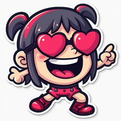 Character with heart-shaped glasses and heart eyes striking a pose