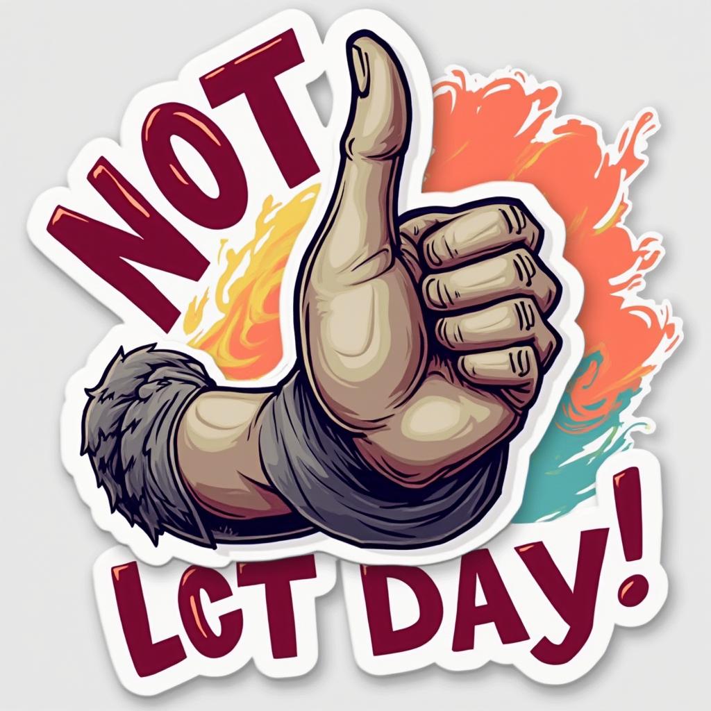 Meme sticker of thumbs-down with 'Not Today!' text