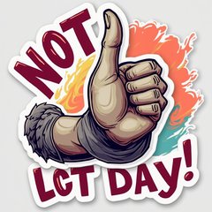 Meme sticker of thumbs-down with 'Not Today!' text