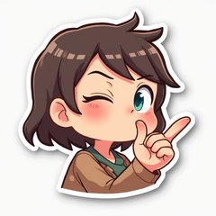Cartoon character winking and holding finger to lips