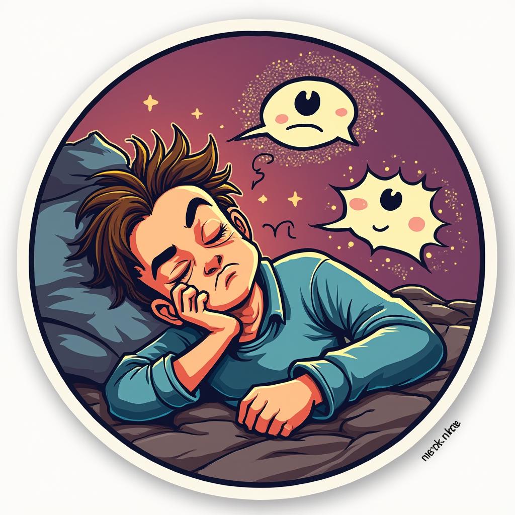 Pop culture character falling asleep during a video call