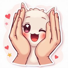 Kawaii hands clapping with big eyes and hearts