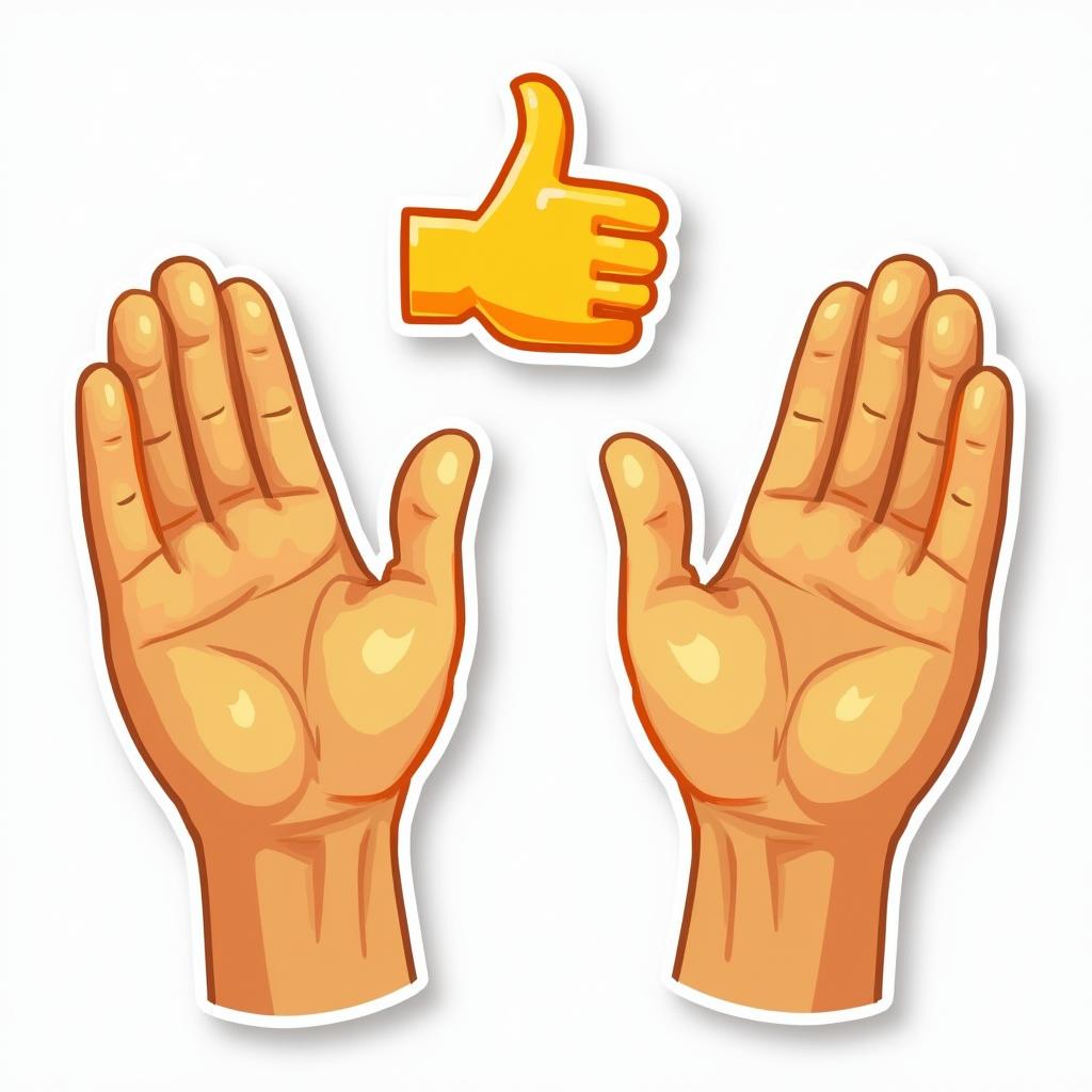 Emoji-style hands clapping with thumbs-up symbol