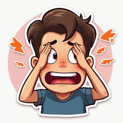 Emoji-style character doing facepalm with laughter symbols