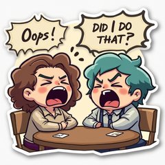 Meme sticker of a character yawning awkwardly in a social setting