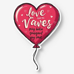 Pop culture balloon with a love quote and hearts