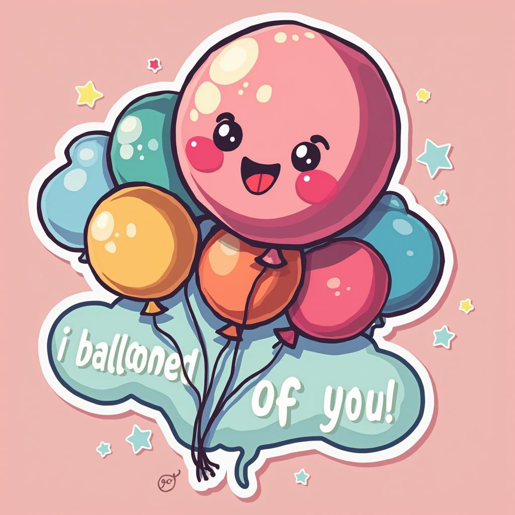 Meme balloon with text 'I ballooned for you!' and a cute face