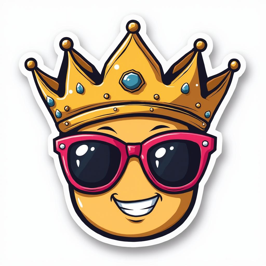 Stylish crown with sunglasses and a smirk in a pop culture style
