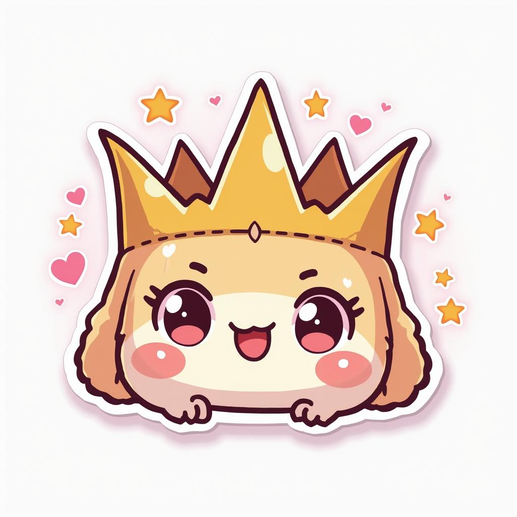 Chibi crown with a sassy expression surrounded by hearts and stars