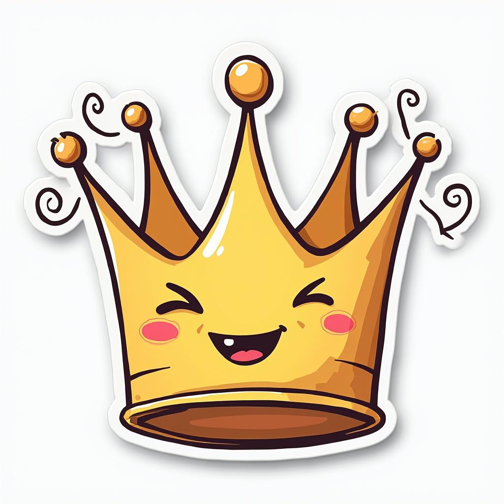 Playful doodle crown with a mischievous smile and swirls