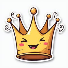 Playful doodle crown with a mischievous smile and swirls