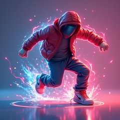 3D rendered flashy sneaker dancing with glowing lights