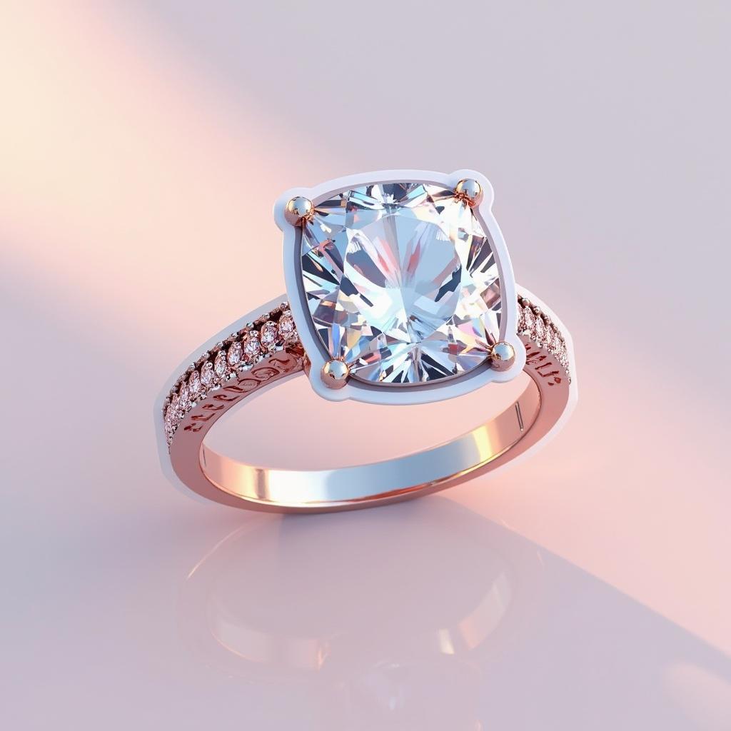 3D rendered luxury diamond ring with glimmering effects