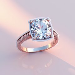3D rendered luxury diamond ring with glimmering effects