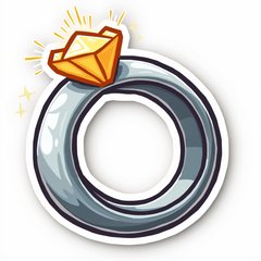 Cartoon shiny wedding ring with sparkles and bright colors