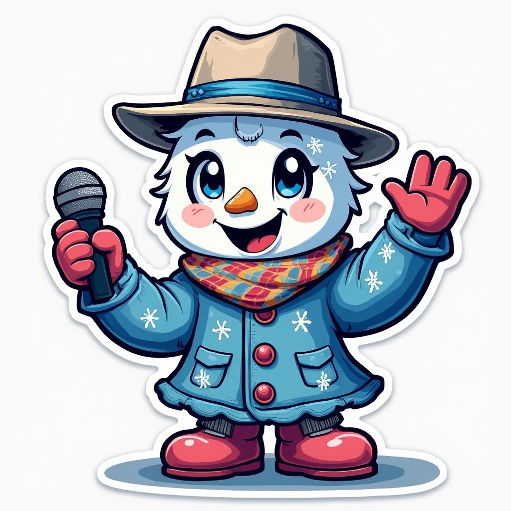 Pop culture snowflake dressed as a singer performing on stage