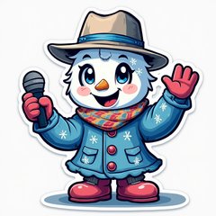 Pop culture snowflake dressed as a singer performing on stage