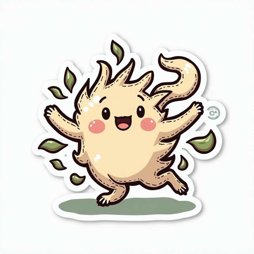 Doodle style playful wind character tossing leaves in the air