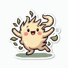 Doodle style playful wind character tossing leaves in the air