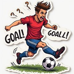 Meme sticker of soccer player kicking with 'GOAL!' text