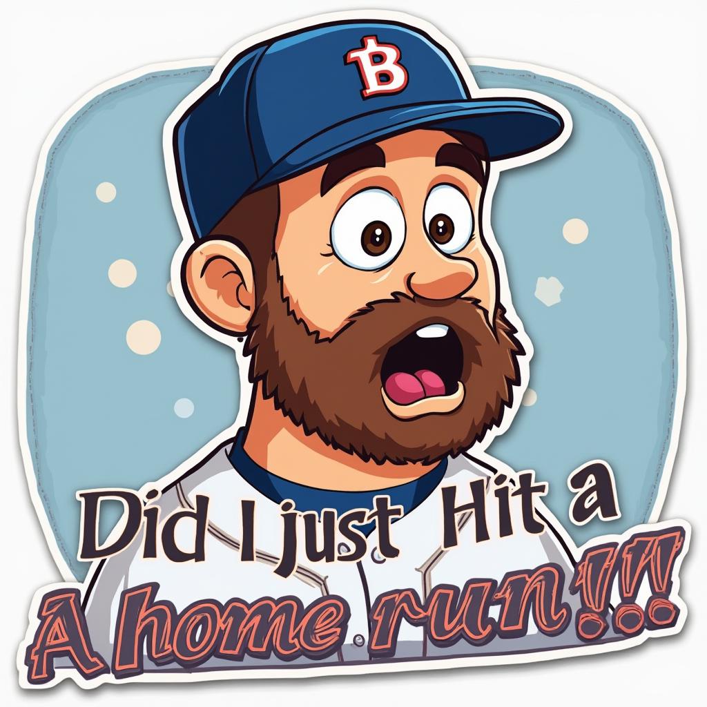 Meme sticker of surprised baseball player with caption