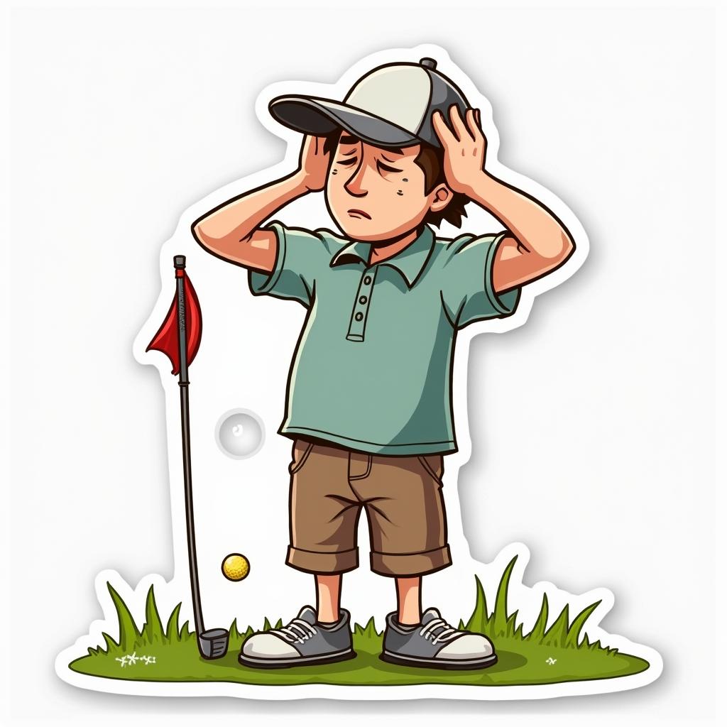 Doodle of golfer facepalming after a bad shot