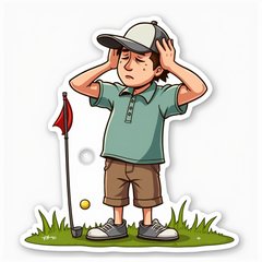 Doodle of golfer facepalming after a bad shot